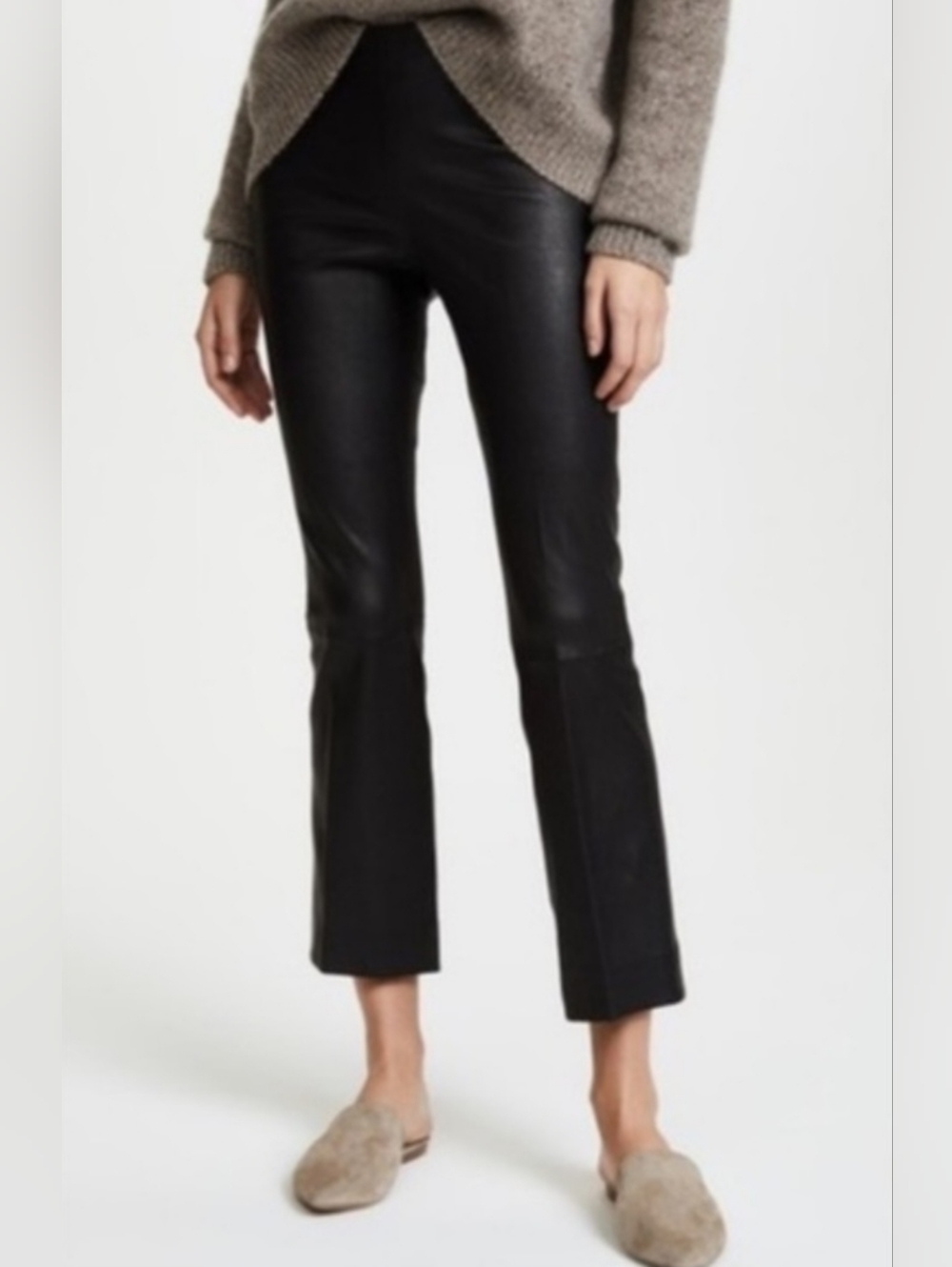 Vince. | Lamb Leather Cropped Split Hem Pants
